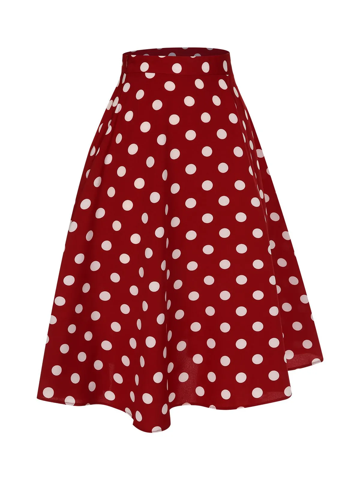 2PCS 1950s Solid Blouse & Polka Dot Skirt