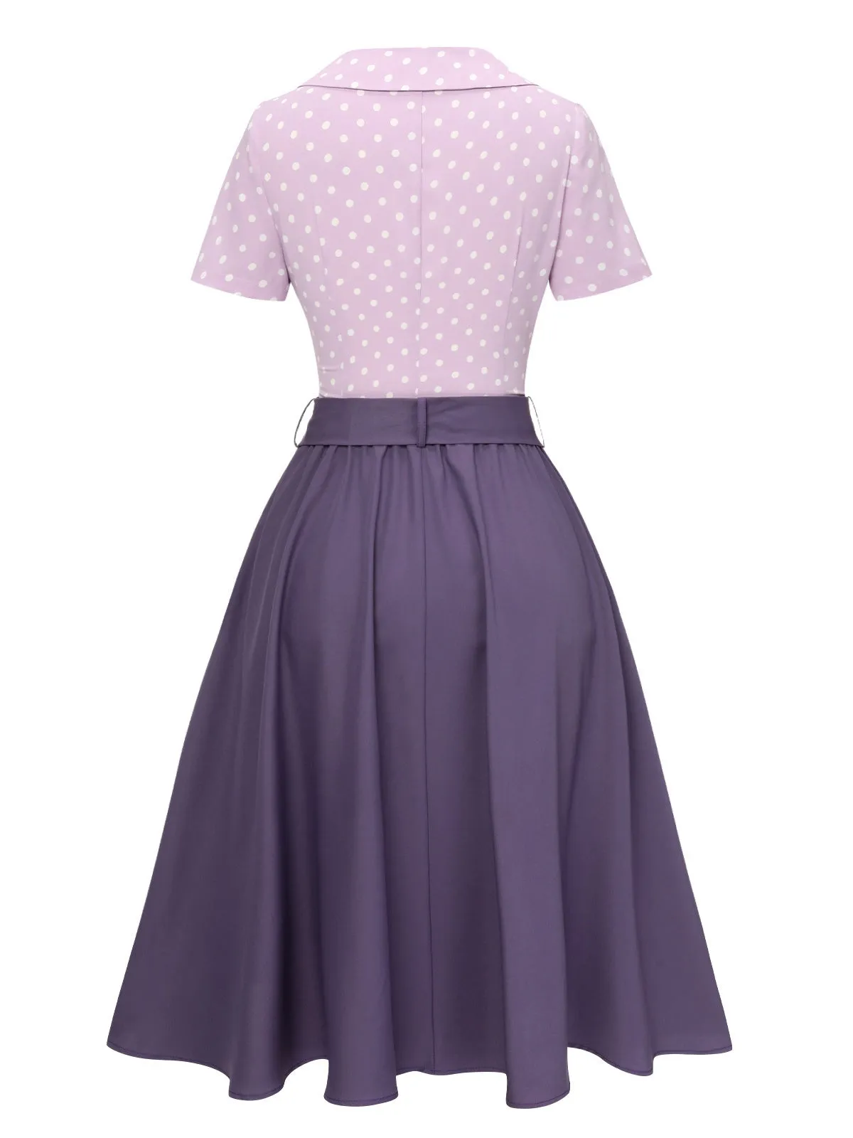 2PCS Lavender 1940s Polka Dots Blouse & Solid Skirt