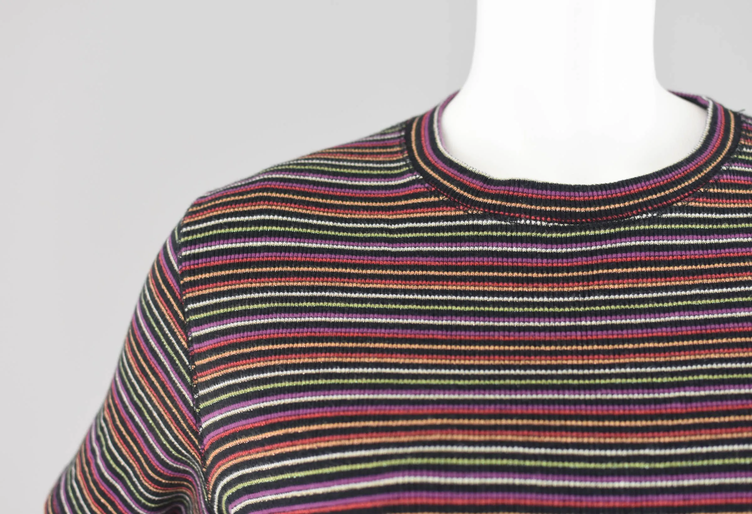 90s Metallic Rainbow Striped T-shirt, Women's Medium