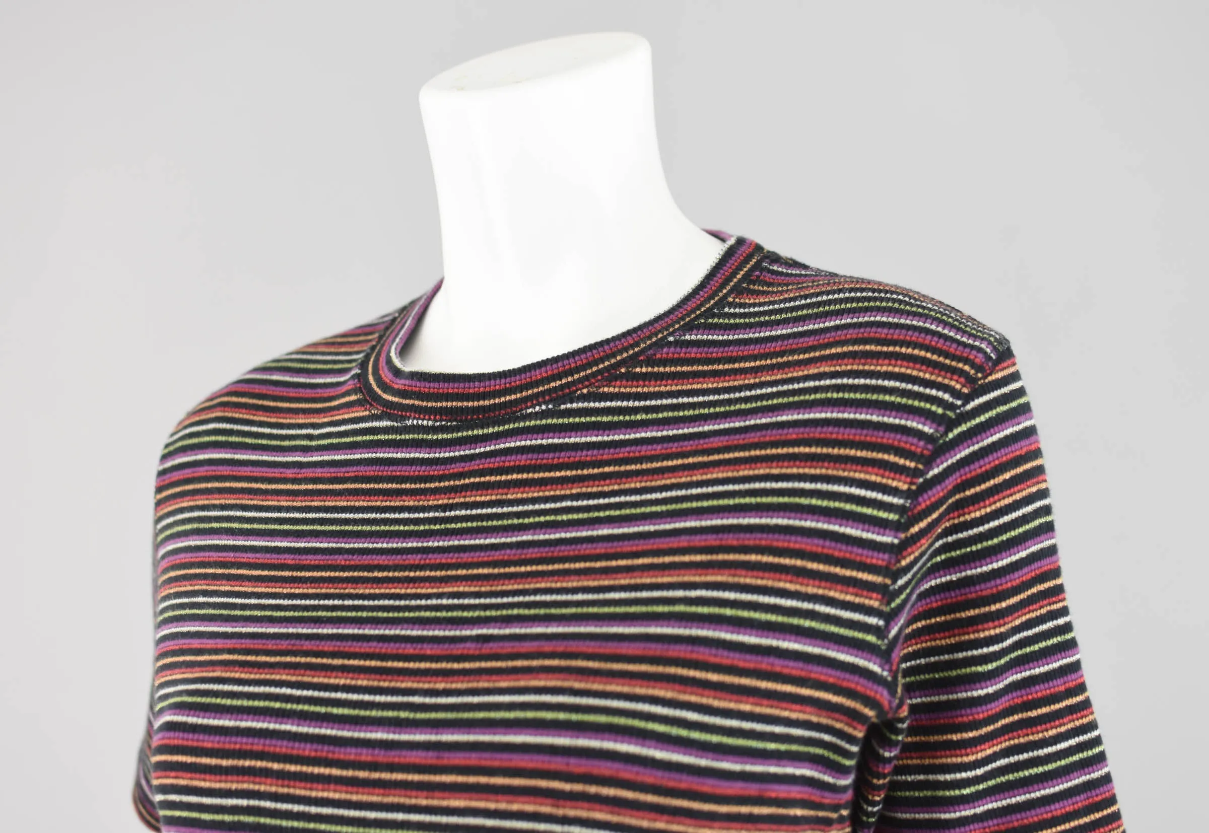 90s Metallic Rainbow Striped T-shirt, Women's Medium