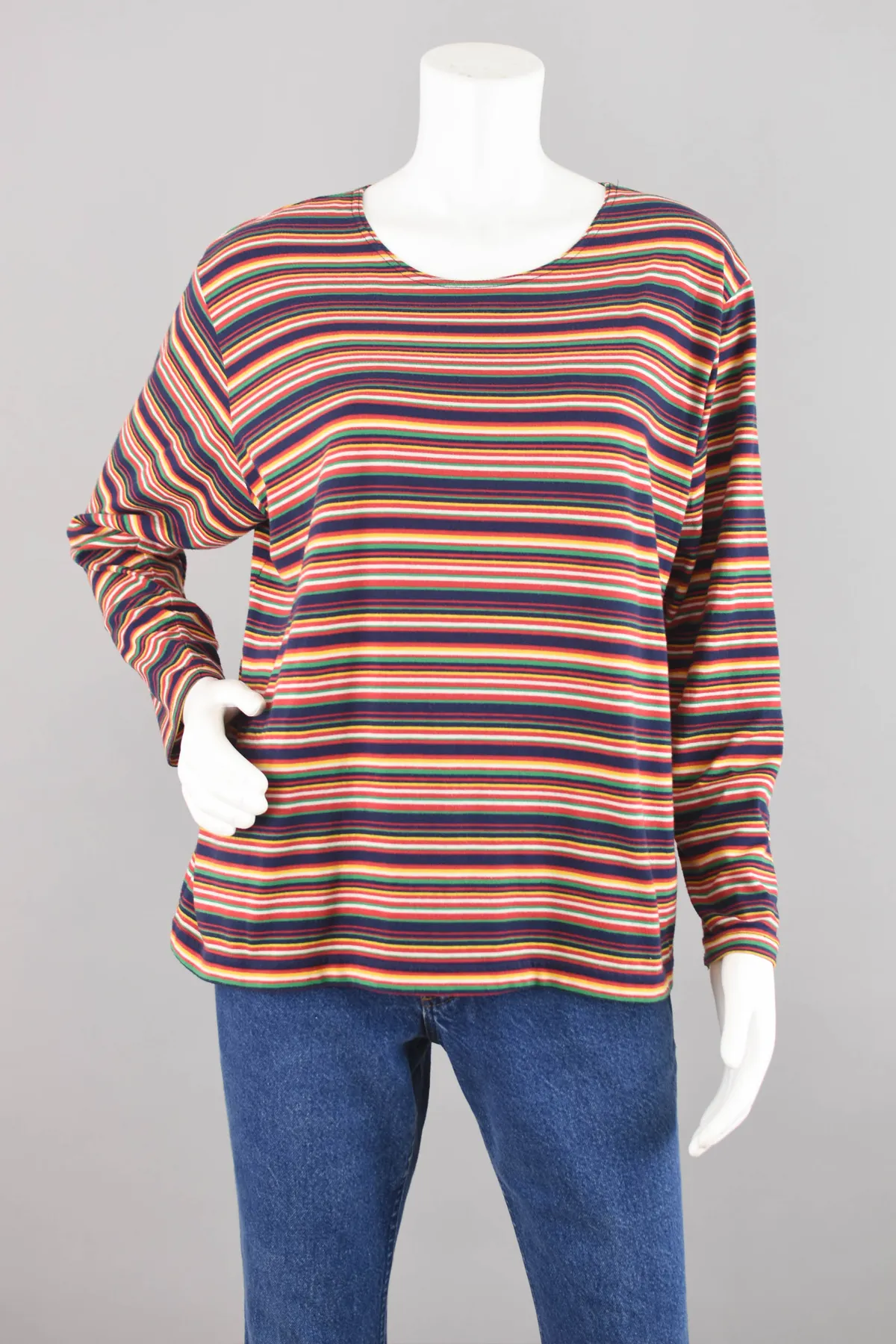 90s Striped Long Sleeve Grunge Shirt, Women's Large