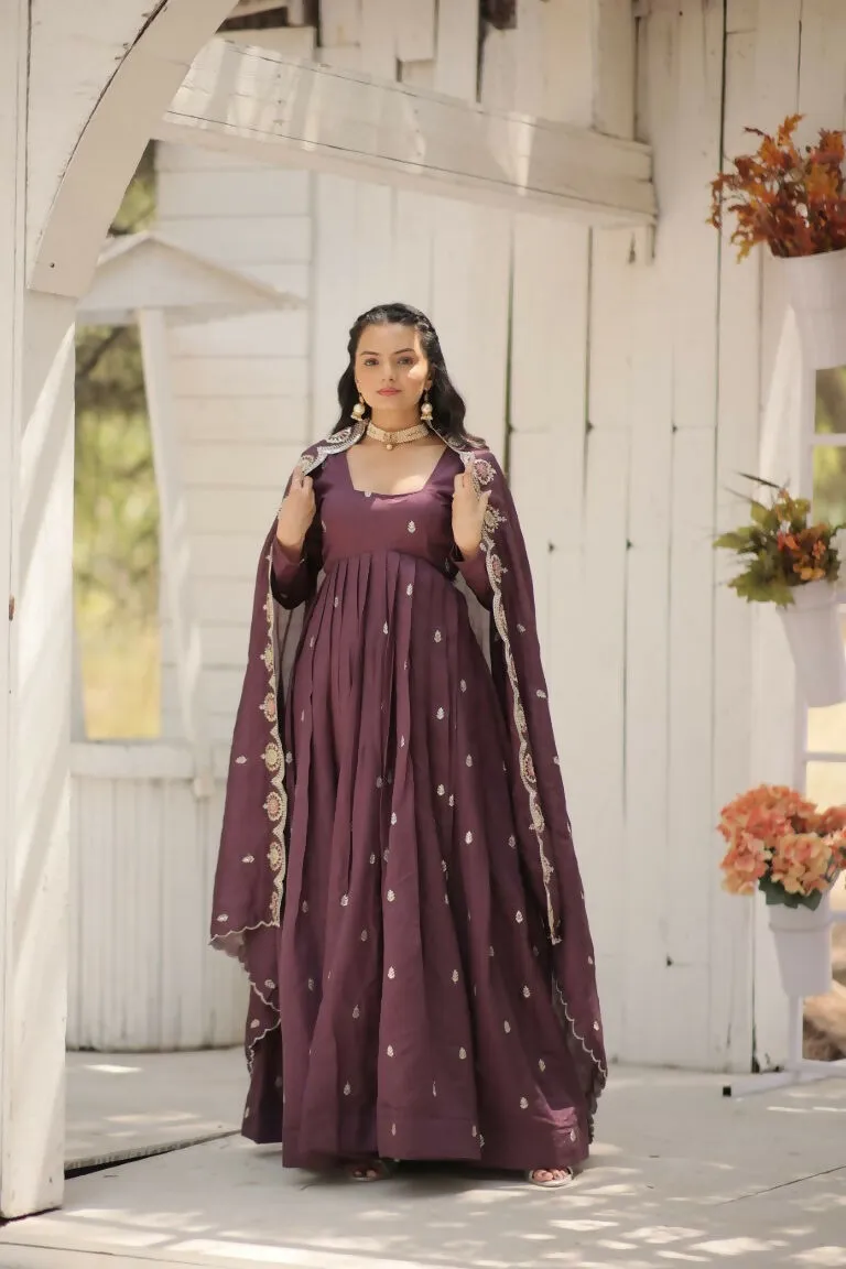 Aastha Fashion Onion Vichitra Shimmer Sequins Embroidered Work Gown