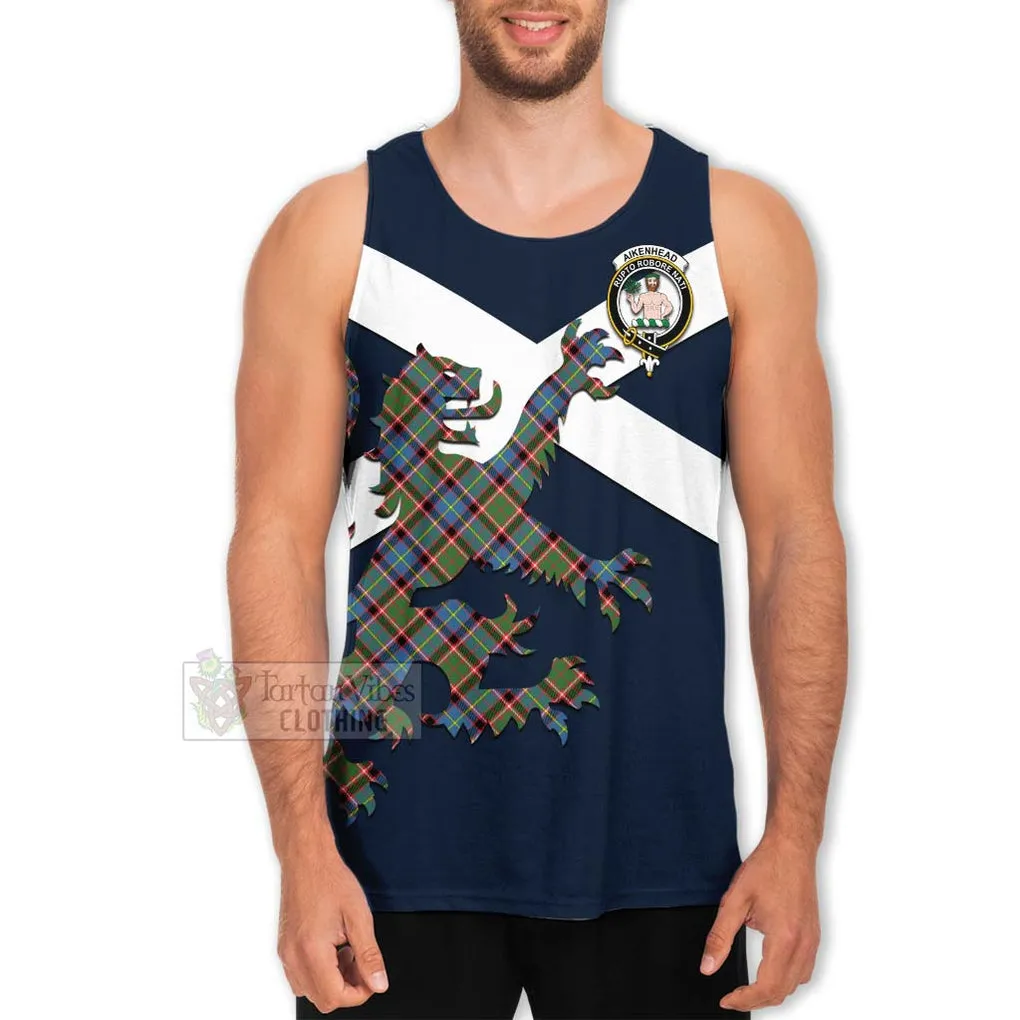 Aikenhead Tartan Lion Rampant Men's Tank Top  Proudly Display Your Heritage with Alba Gu Brath and Clan Name