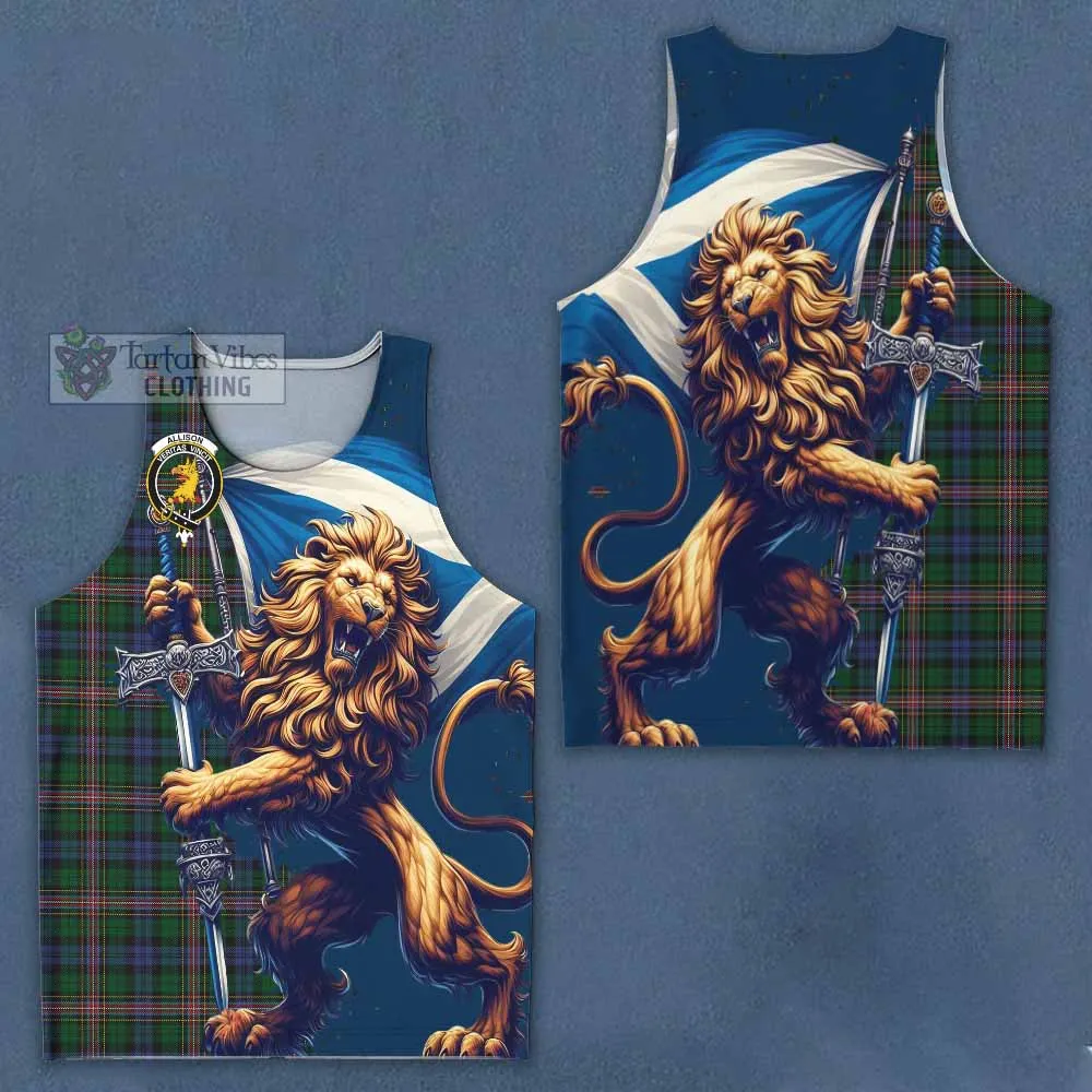 Allison Tartan Family Crest Men's Tank Top with Scottish Majestic Lion