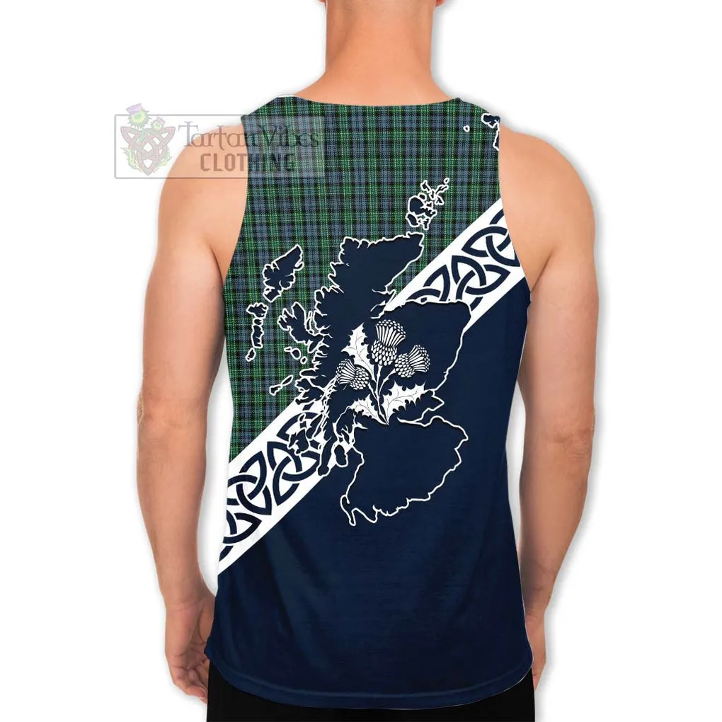 Arbuthnot Tartan Men's Tank Top Featuring Thistle and Scotland Map