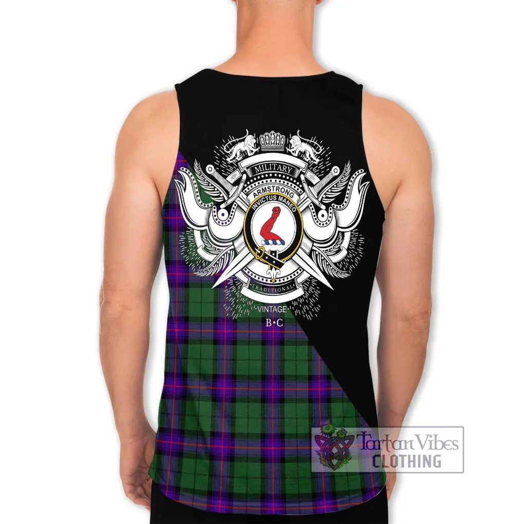 Armstrong Modern Tartan Men's Tank Top with Family Crest and Military Logo Style