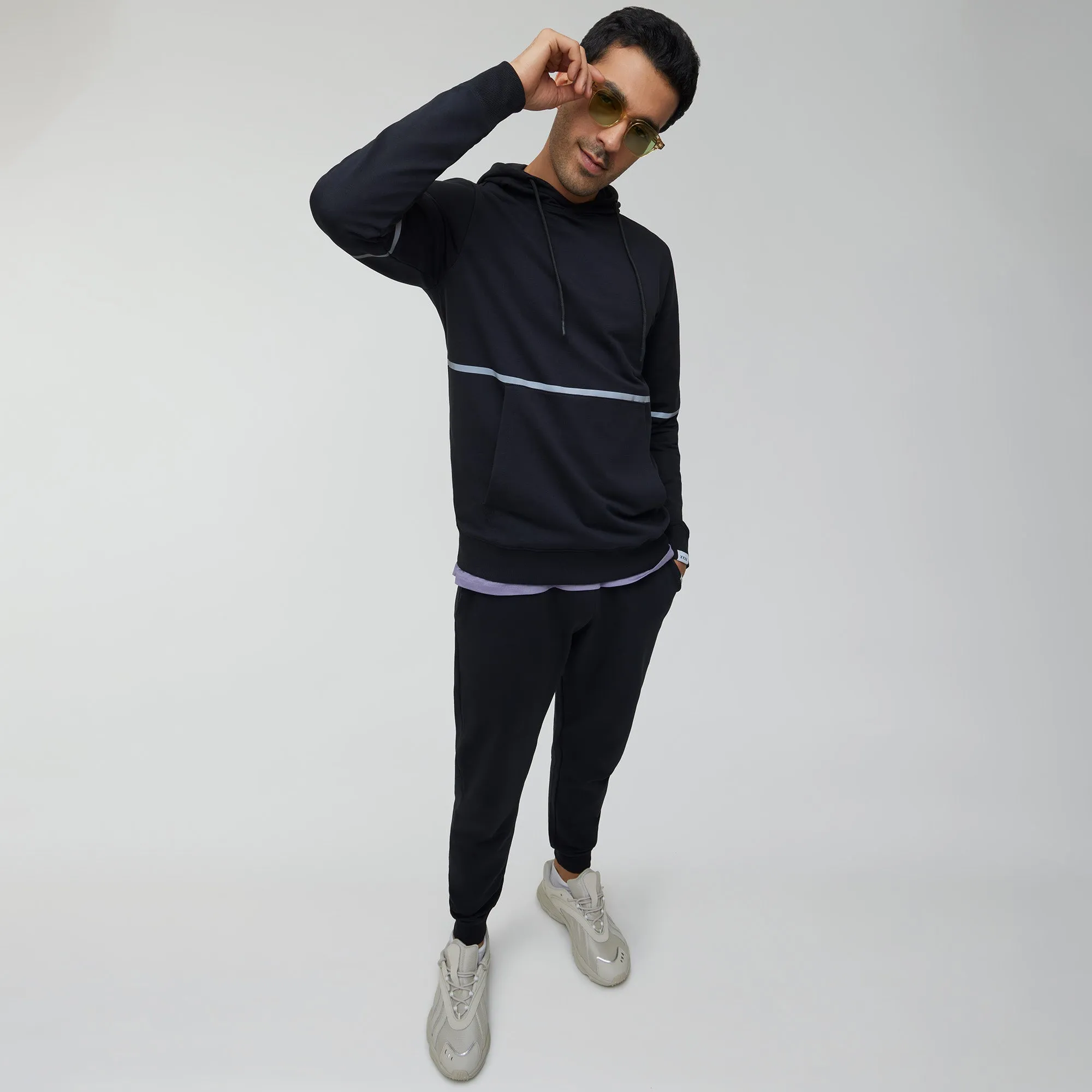 Ascent French Terry Cotton Blend Hoodie and Joggers Co-Ord Pitch Black