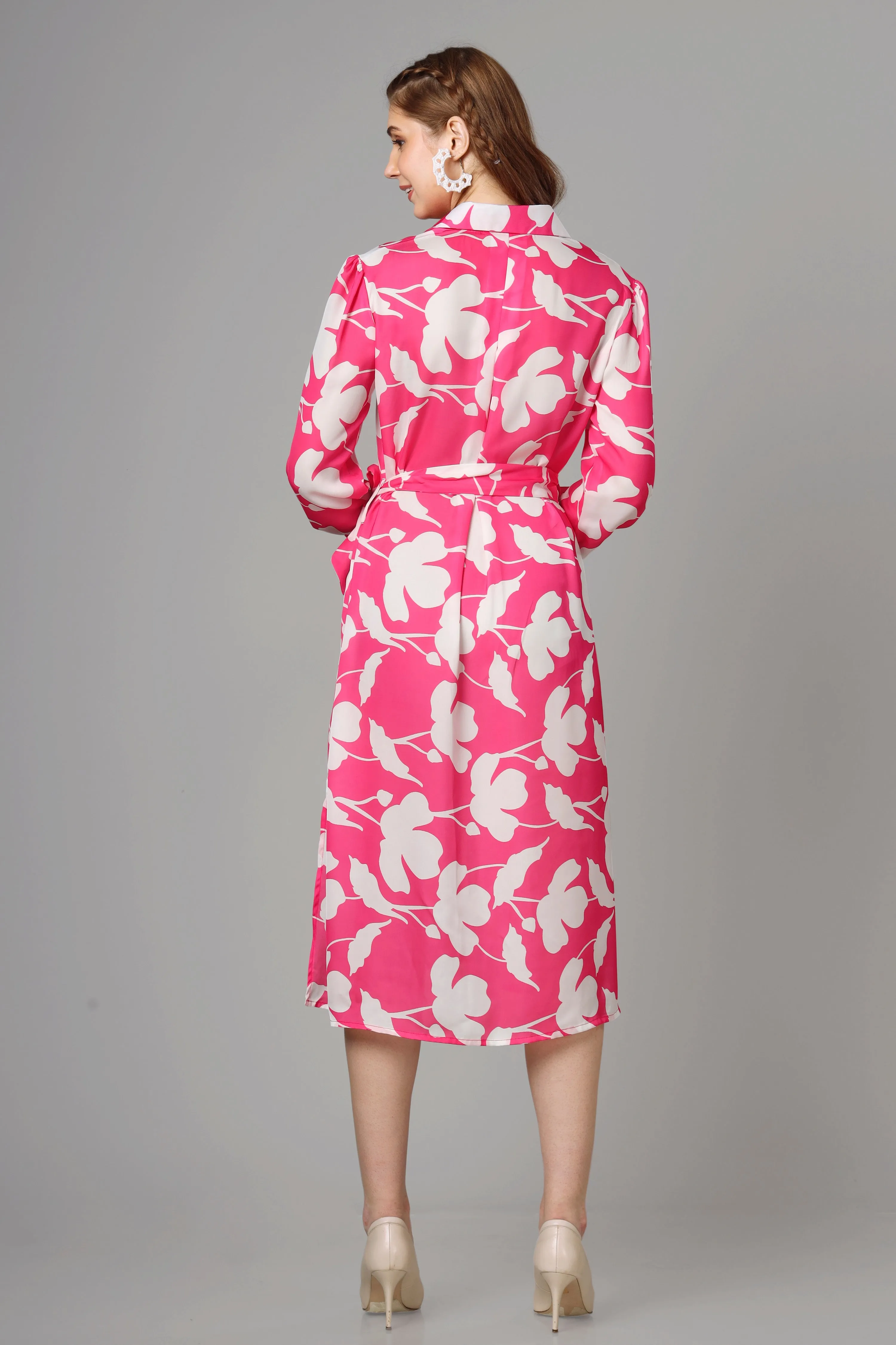 Attractive Pink Floral Dress For Women