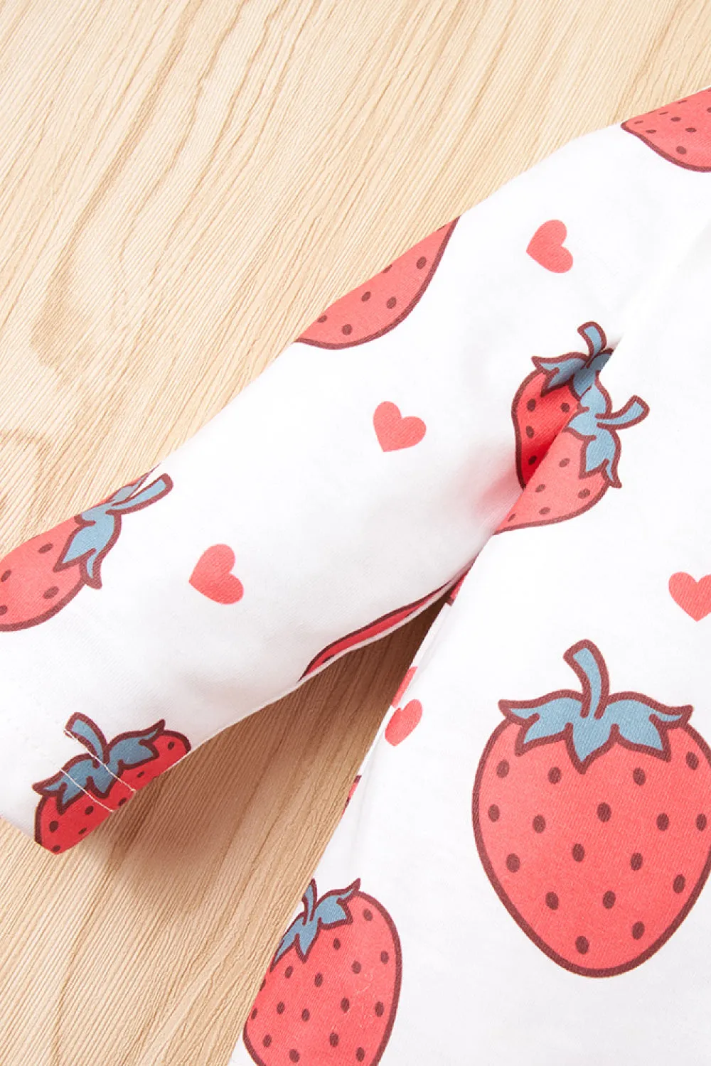 Baby Girl Strawberry Print Tee and Graphic Overalls Set