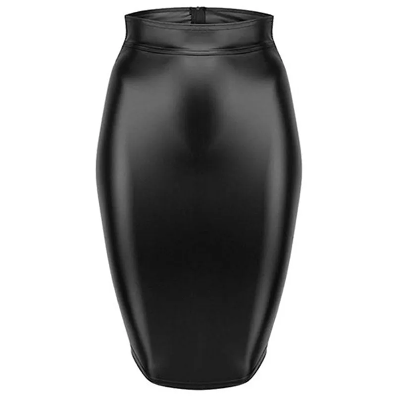 Bandage Leather Pencil Skirt