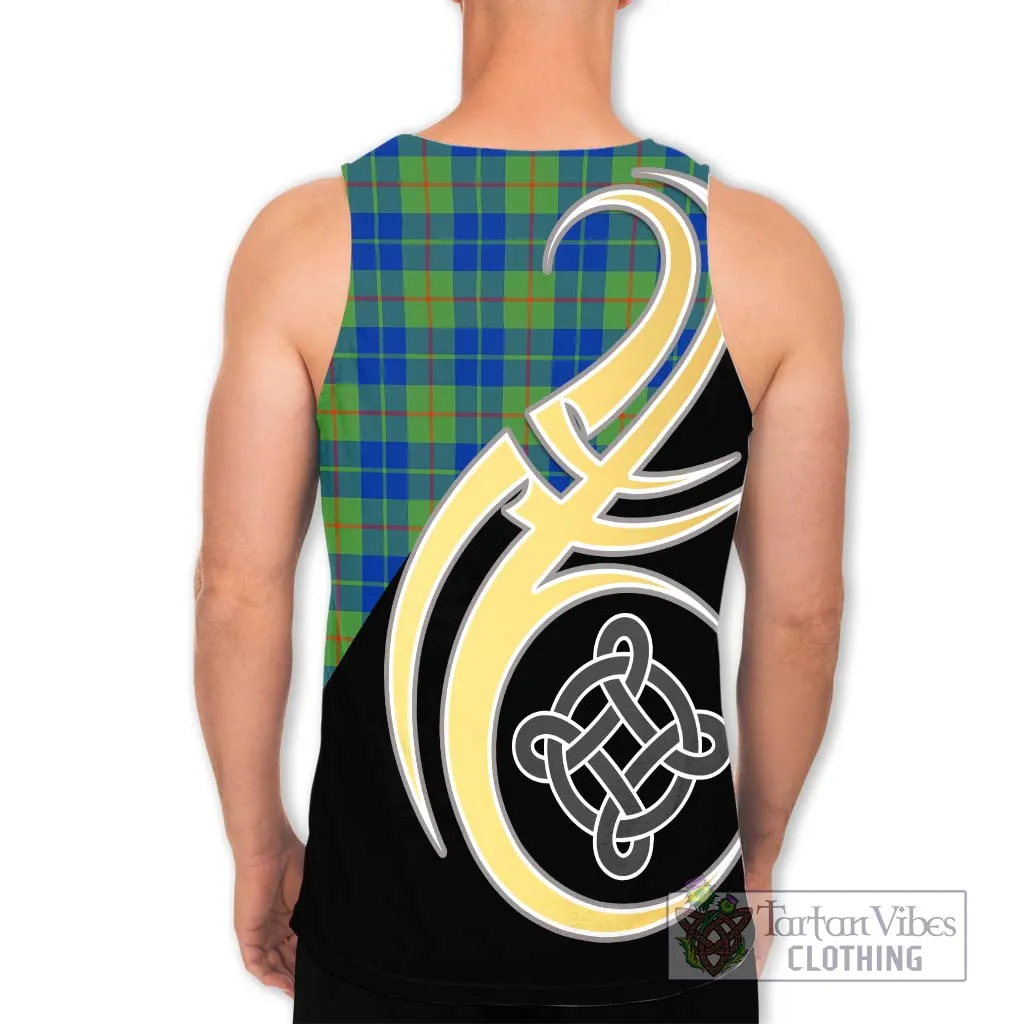 Barclay Hunting Ancient Tartan Men's Tank Top with Family Crest and Celtic Symbol Style