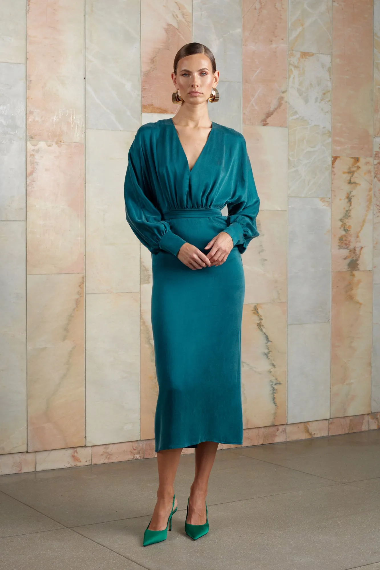 BECA teal blue midi dress