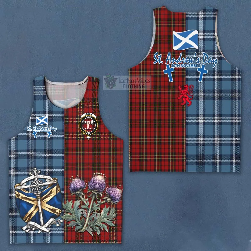 Brodie Tartan Men's Tank Top Happy St. Andrew's Day Half Tartan Style