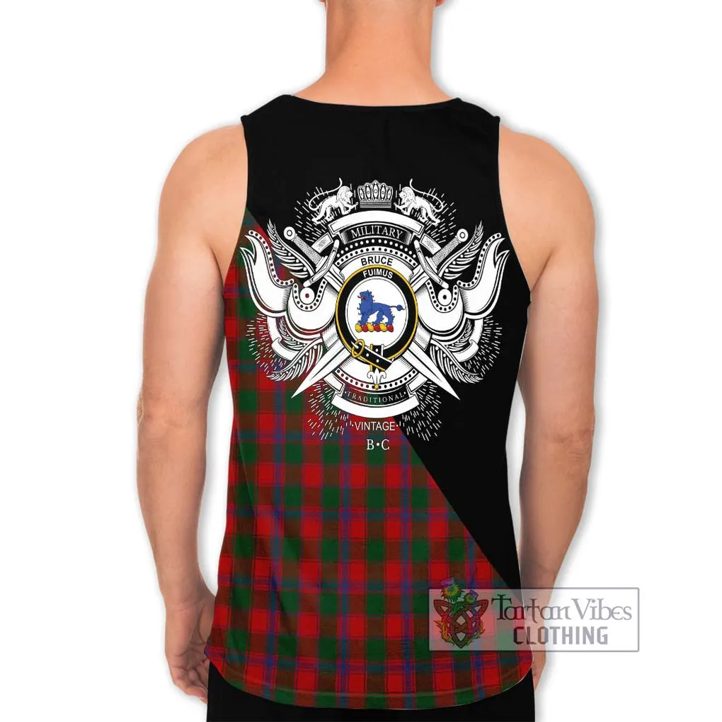 Bruce Old Tartan Men's Tank Top with Family Crest and Military Logo Style