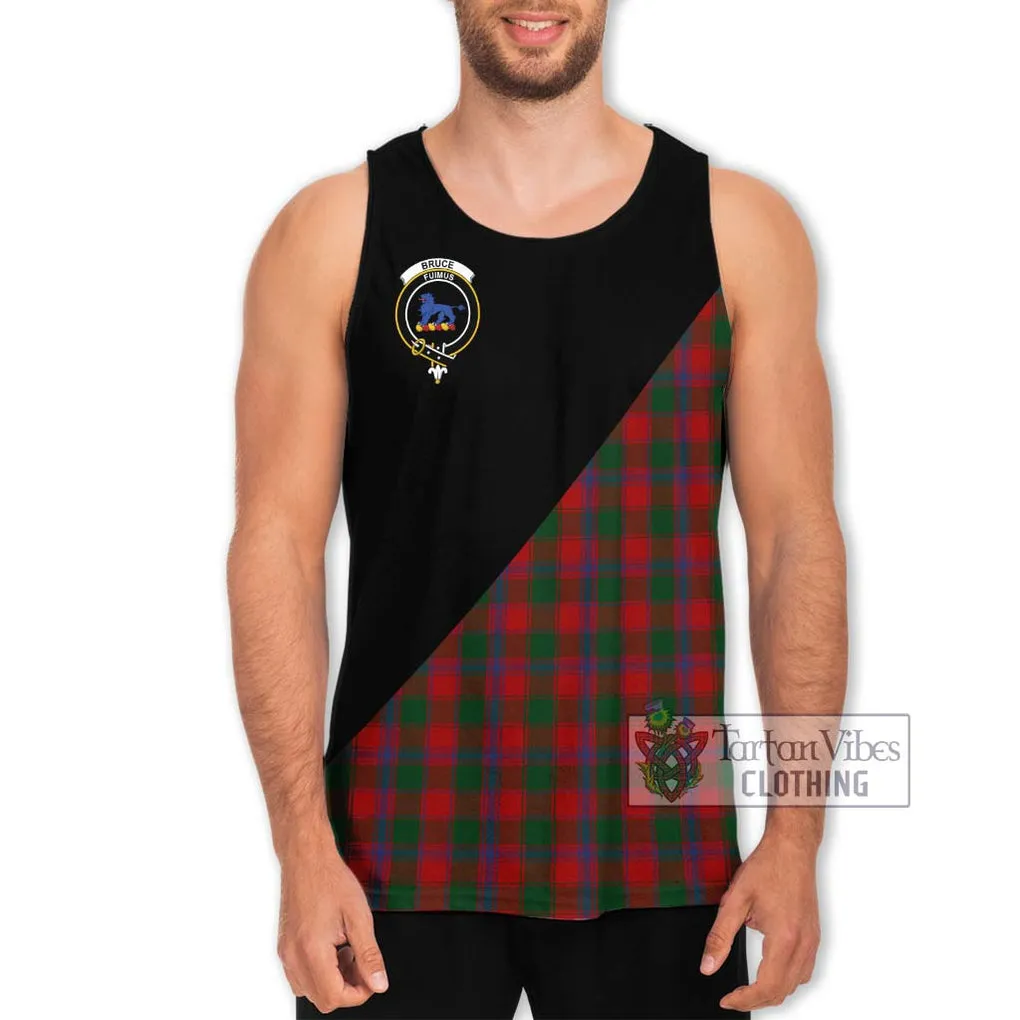 Bruce Old Tartan Men's Tank Top with Family Crest and Military Logo Style