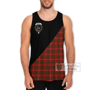 Bruce Tartan Men's Tank Top with Family Crest and Military Logo Style