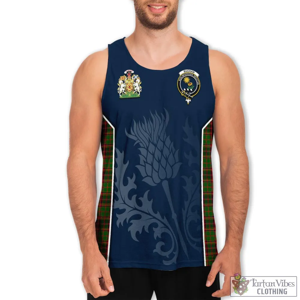 Buchan Tartan Men's Tanks Top with Family Crest and Scottish Thistle Vibes Sport Style