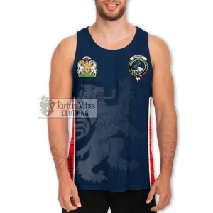 Burnett Modern Tartan Men's Tank Top with Family Crest and Lion Rampant Vibes Sport Style