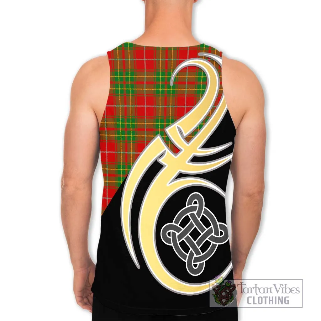 Burnett Tartan Men's Tank Top with Family Crest and Celtic Symbol Style