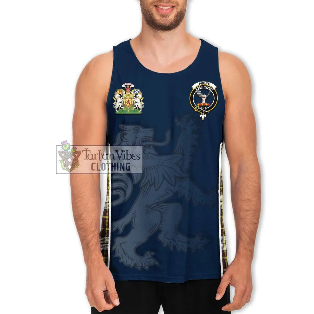 Burns Battalion Weathered Tartan Men's Tank Top with Family Crest and Lion Rampant Vibes Sport Style