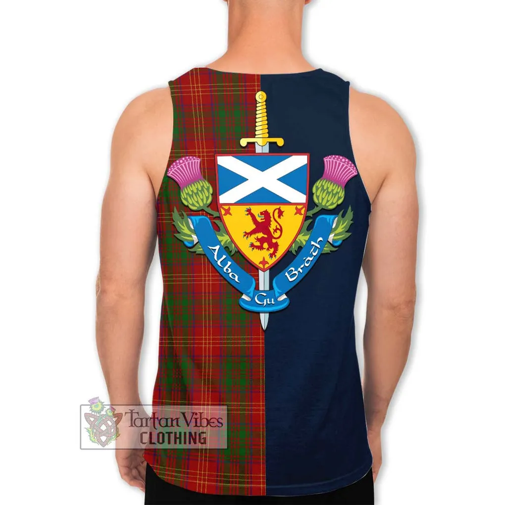 Burns Tartan Men's Tank Top Alba with Scottish Lion Royal Arm Half Style