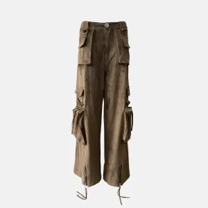 Cazura – Metallic accents – Velvet cargo pants