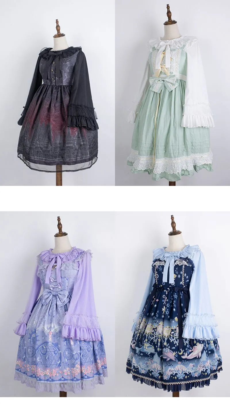 Classic Chiffon Mesh Ruffle Puff Sleeve Lolita Blouse Shirt