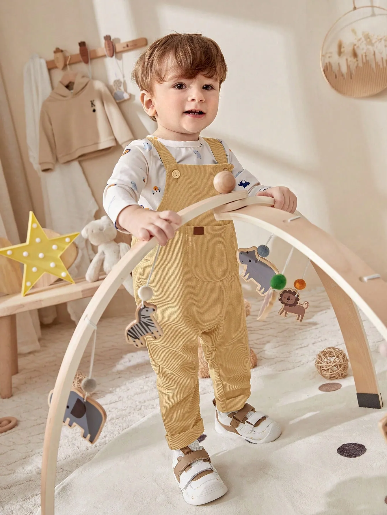 Cozy Cub Baby Boys' Cartoon Pattern Long Sleeve T-shirt And Overalls Set