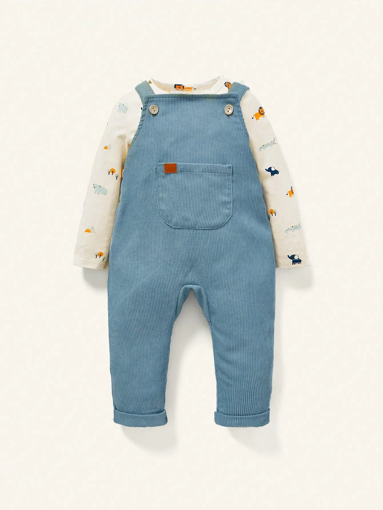 Cozy Cub Baby Boys' Cartoon Pattern Long Sleeve T-shirt And Overalls Set