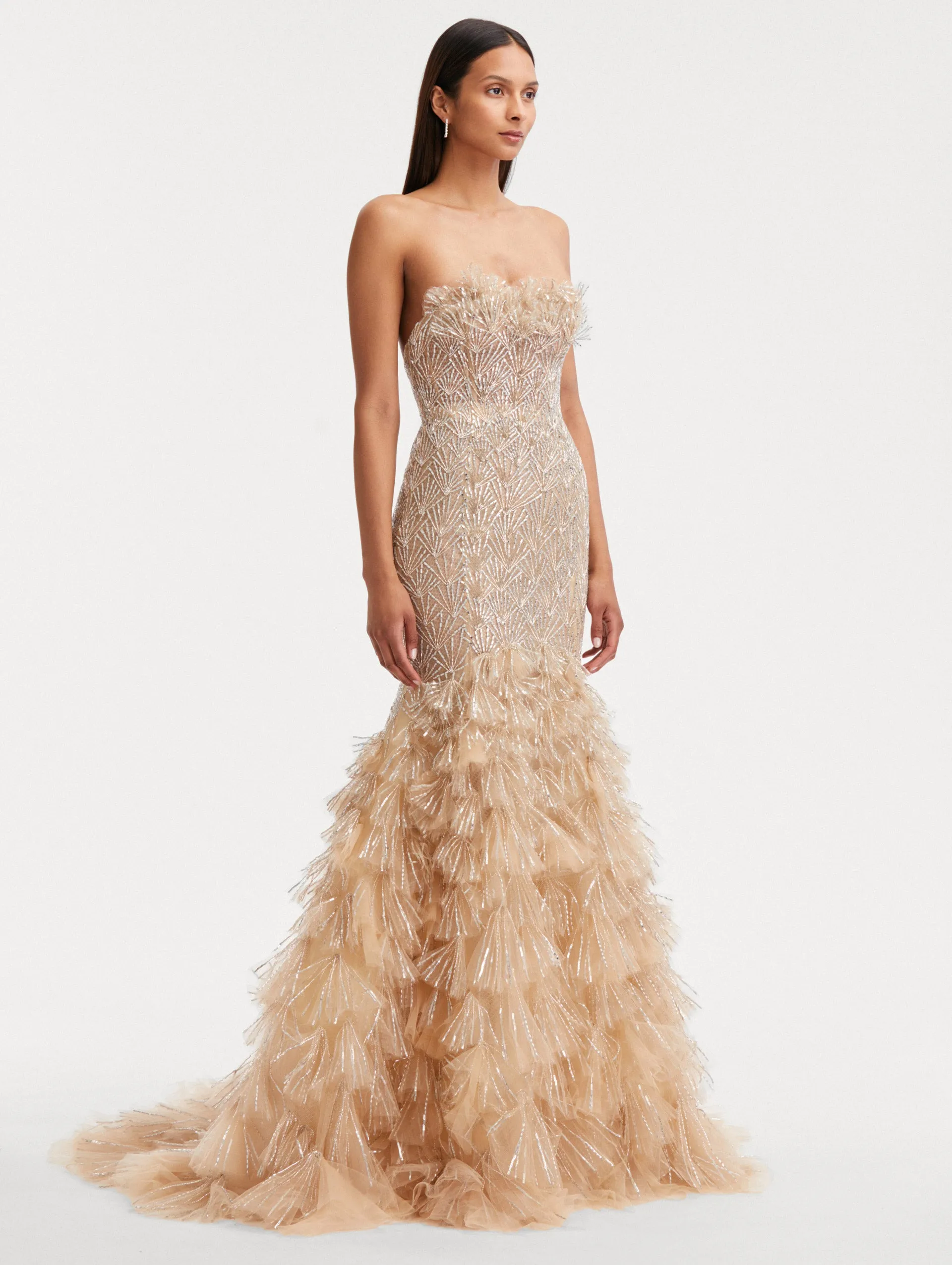 Crystal Embroidered Trumpet Gown