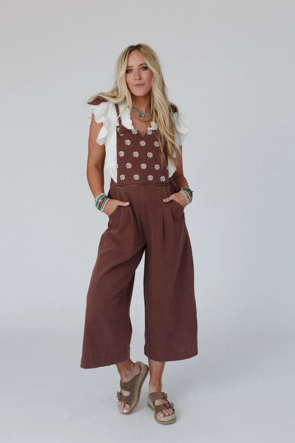 Dashing Daisy Overalls - Brown