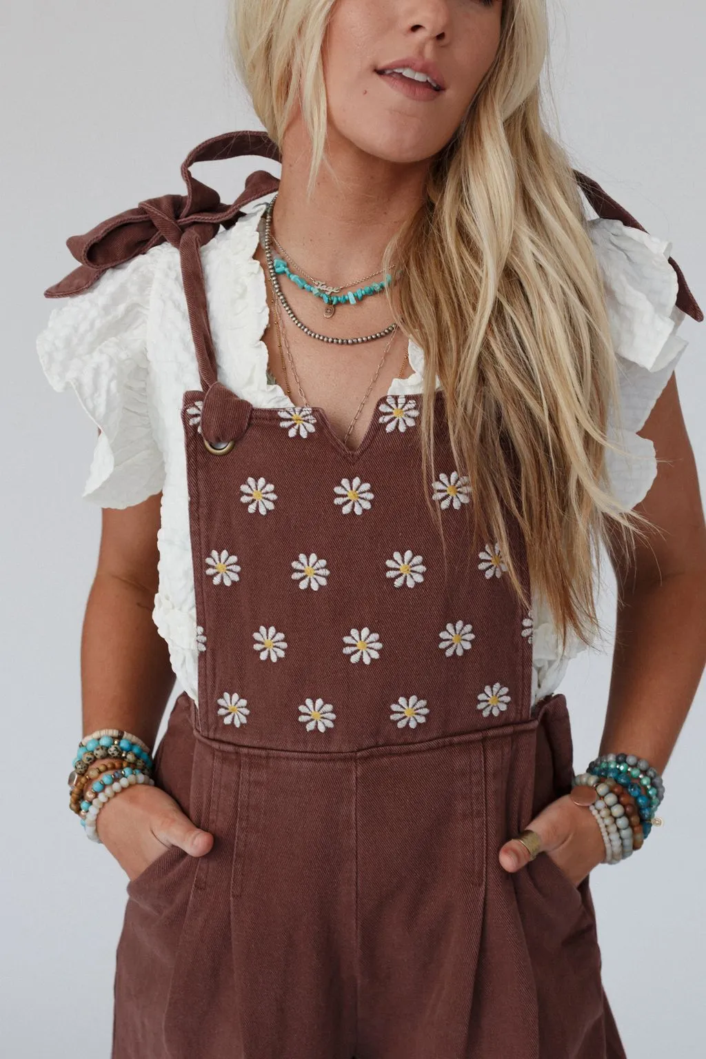 Dashing Daisy Overalls - Brown