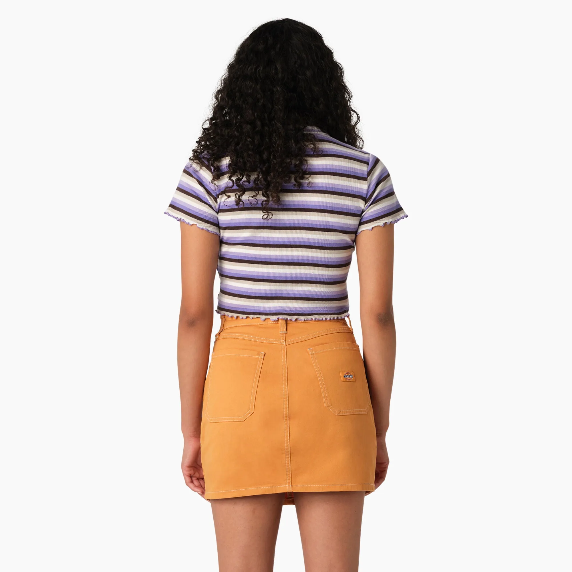 DICKIES - WOMEN'S FITTED STRIPE BABY TEE PURPLE ROSE STRIPE