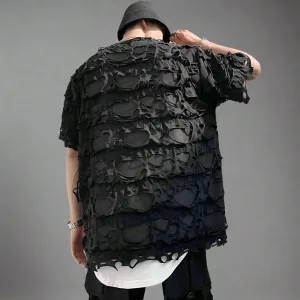 Distressed Holey Streetwear | Ripped Oversized Black Tee