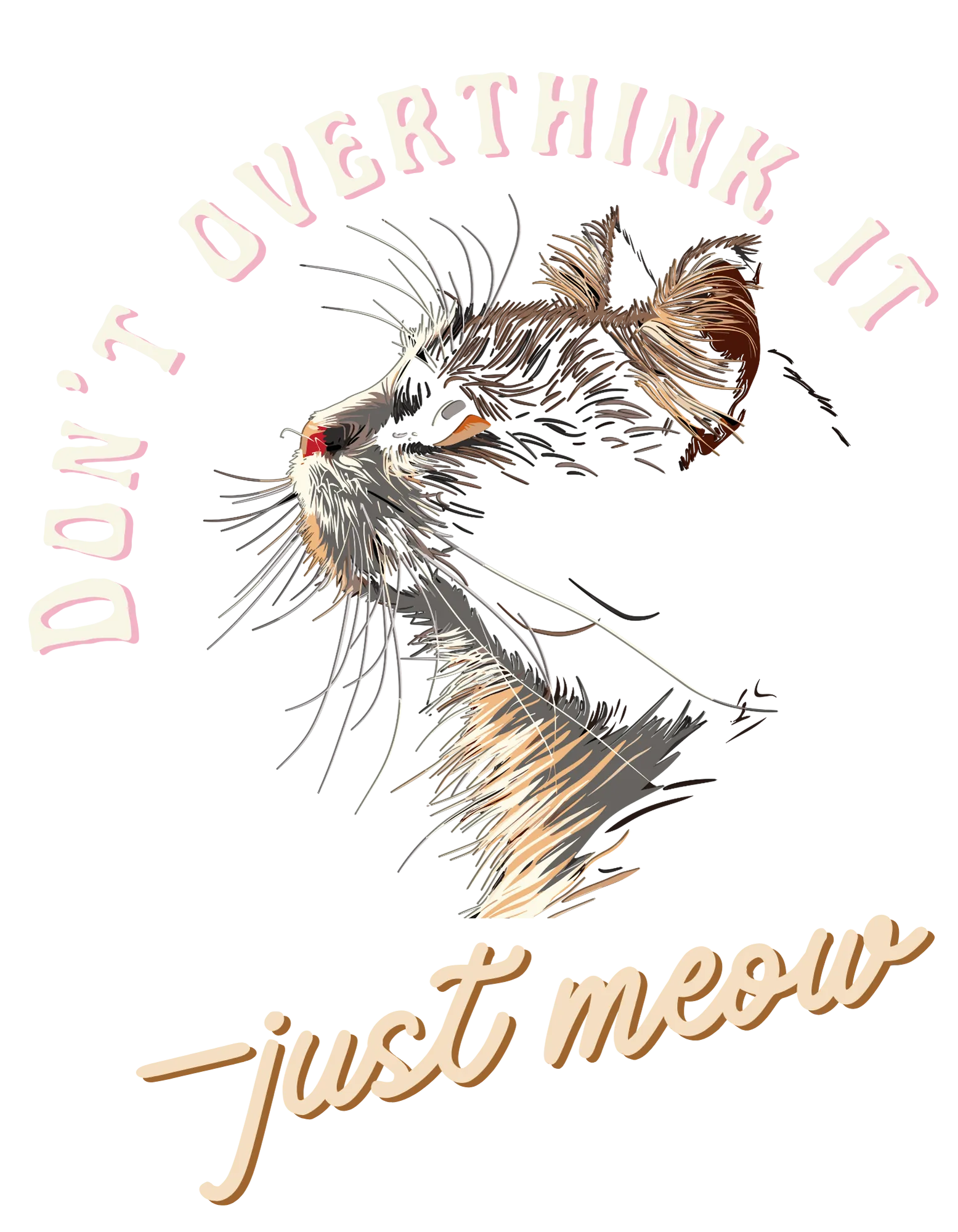 Don’t Overthink It—Just Meow | Oversized Cat Graphic Cotton T-Shirt