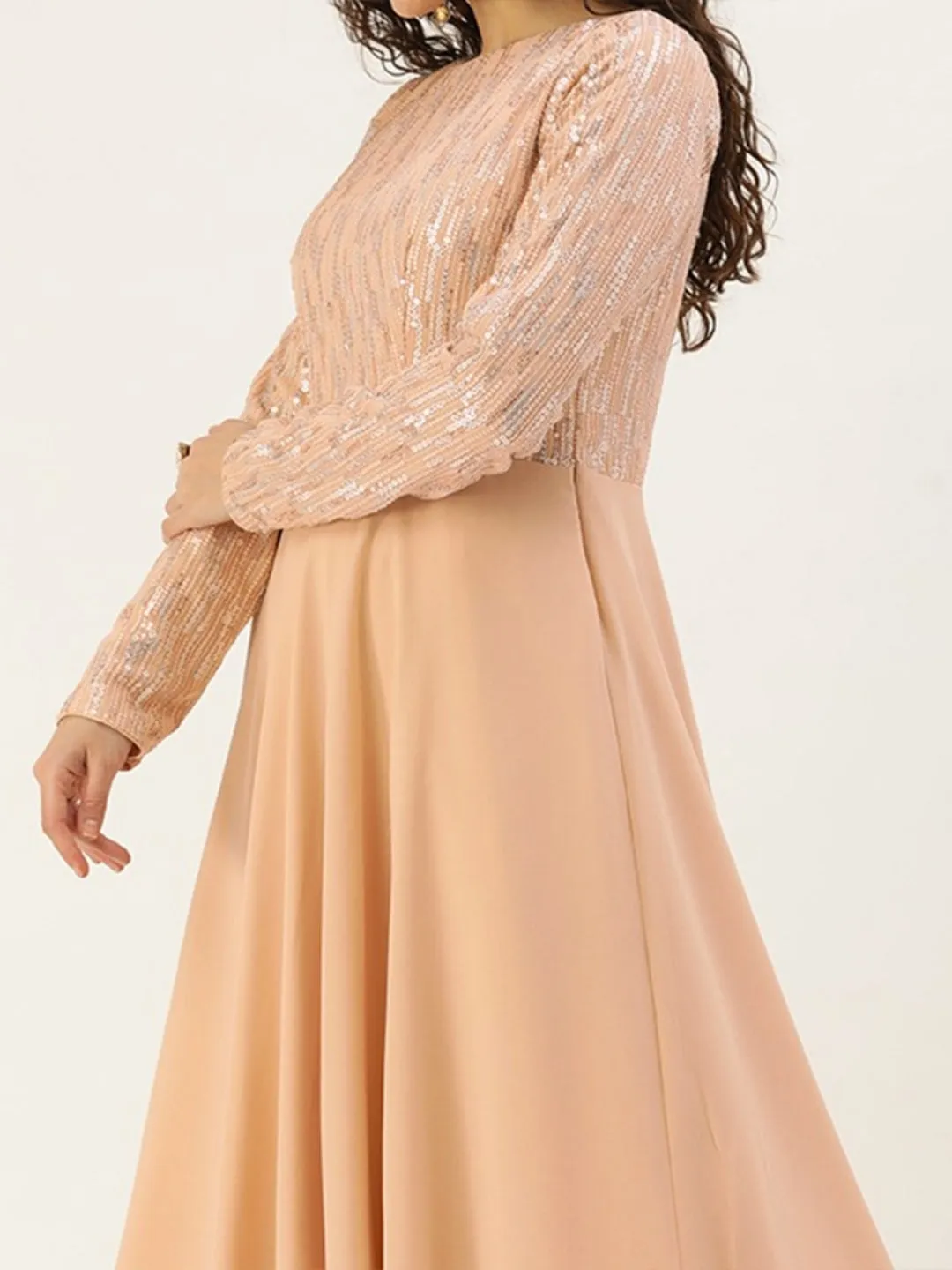 Dusty Pale Peach Embroidered Gown