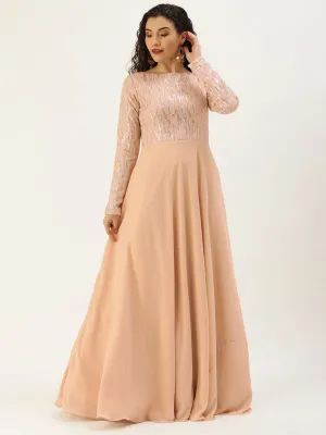 Dusty Pale Peach Embroidered Gown