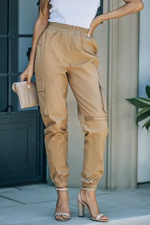 Elastic Waist Ankle-Length Cargo Joggers