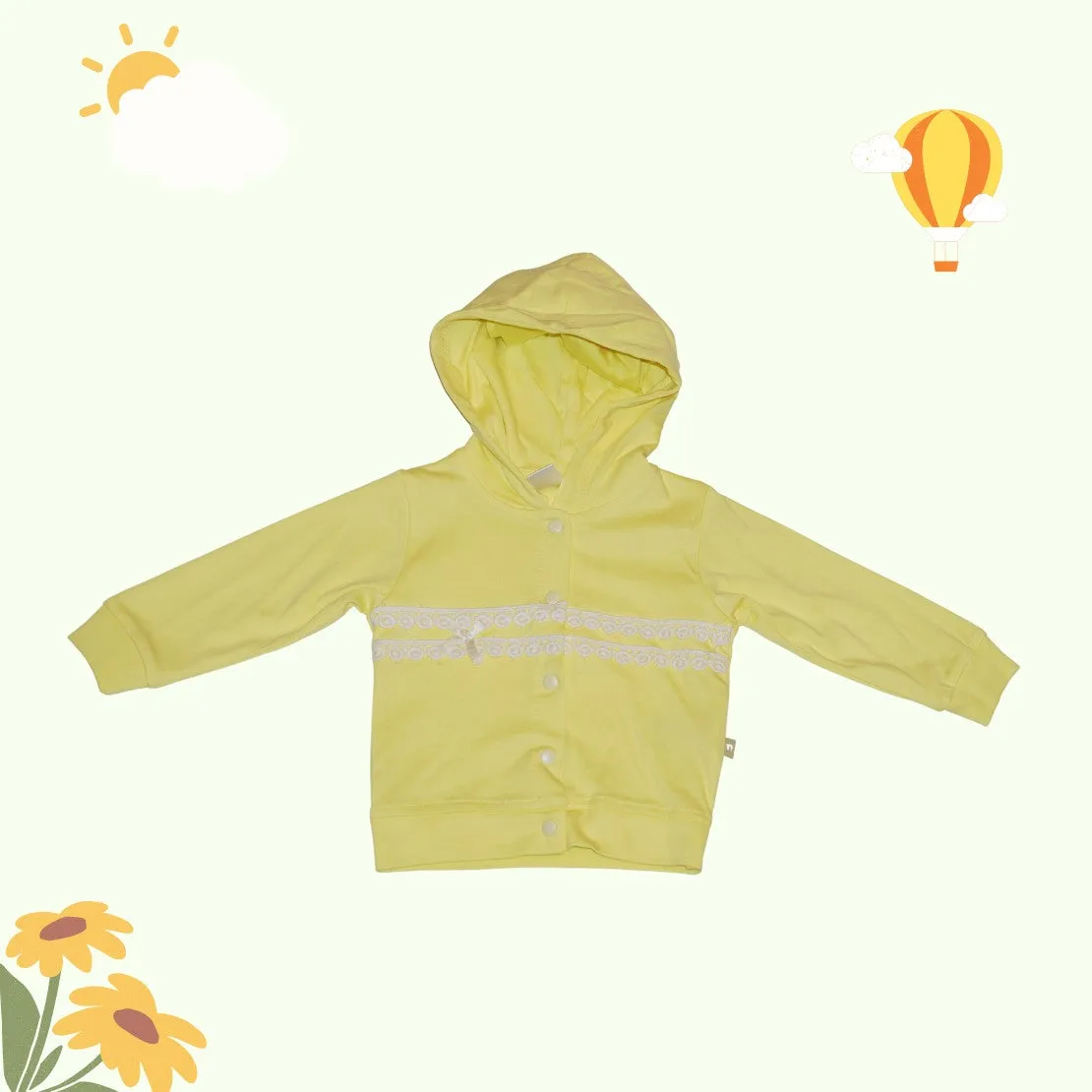 Embellished Hoodie Set with Joggers - Yellow and Pink