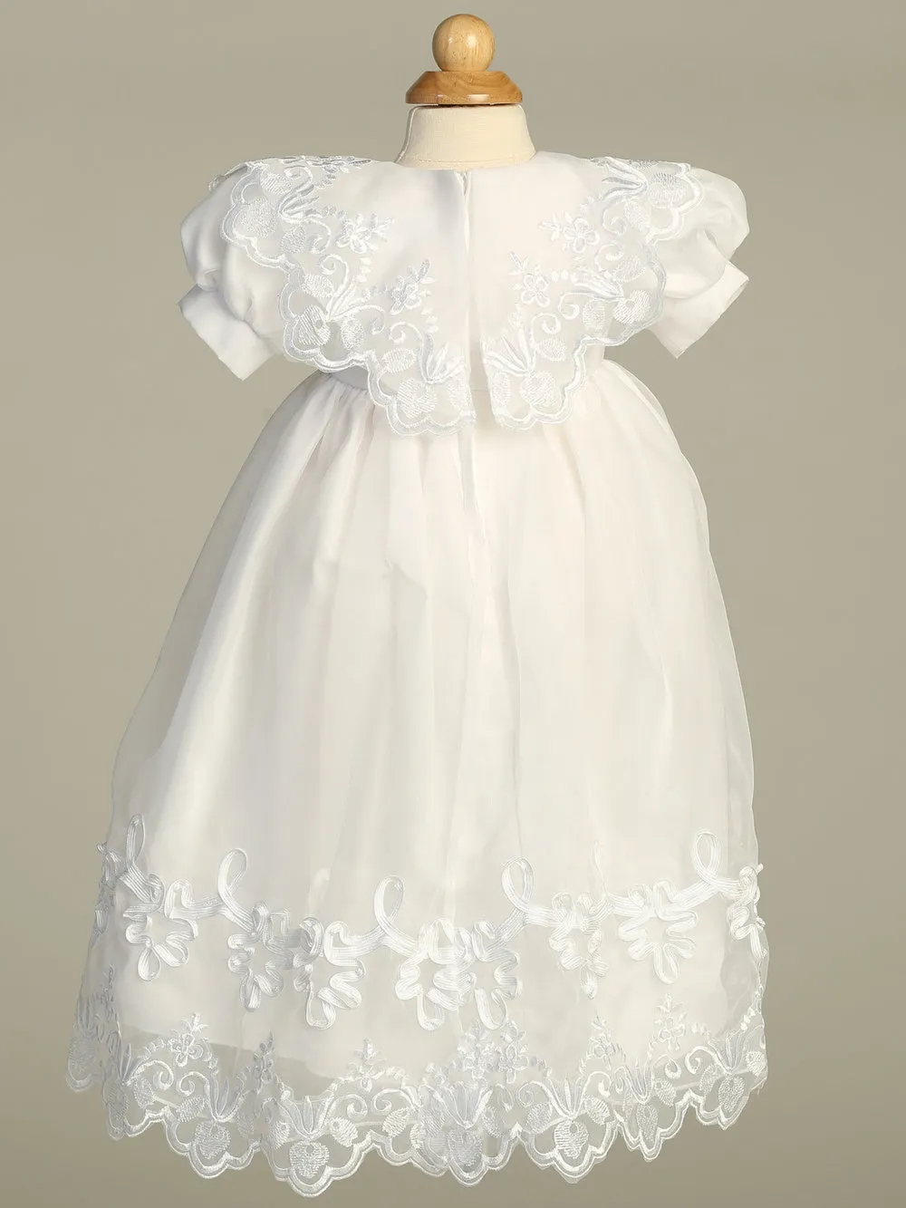 Embroidered Organza Christening Baptism Gown & Matching Bonnet - LT2560