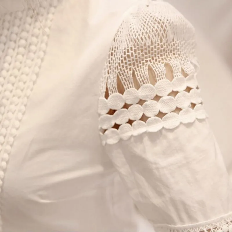 Emma™ - White Lace Long Sleeved Blouse