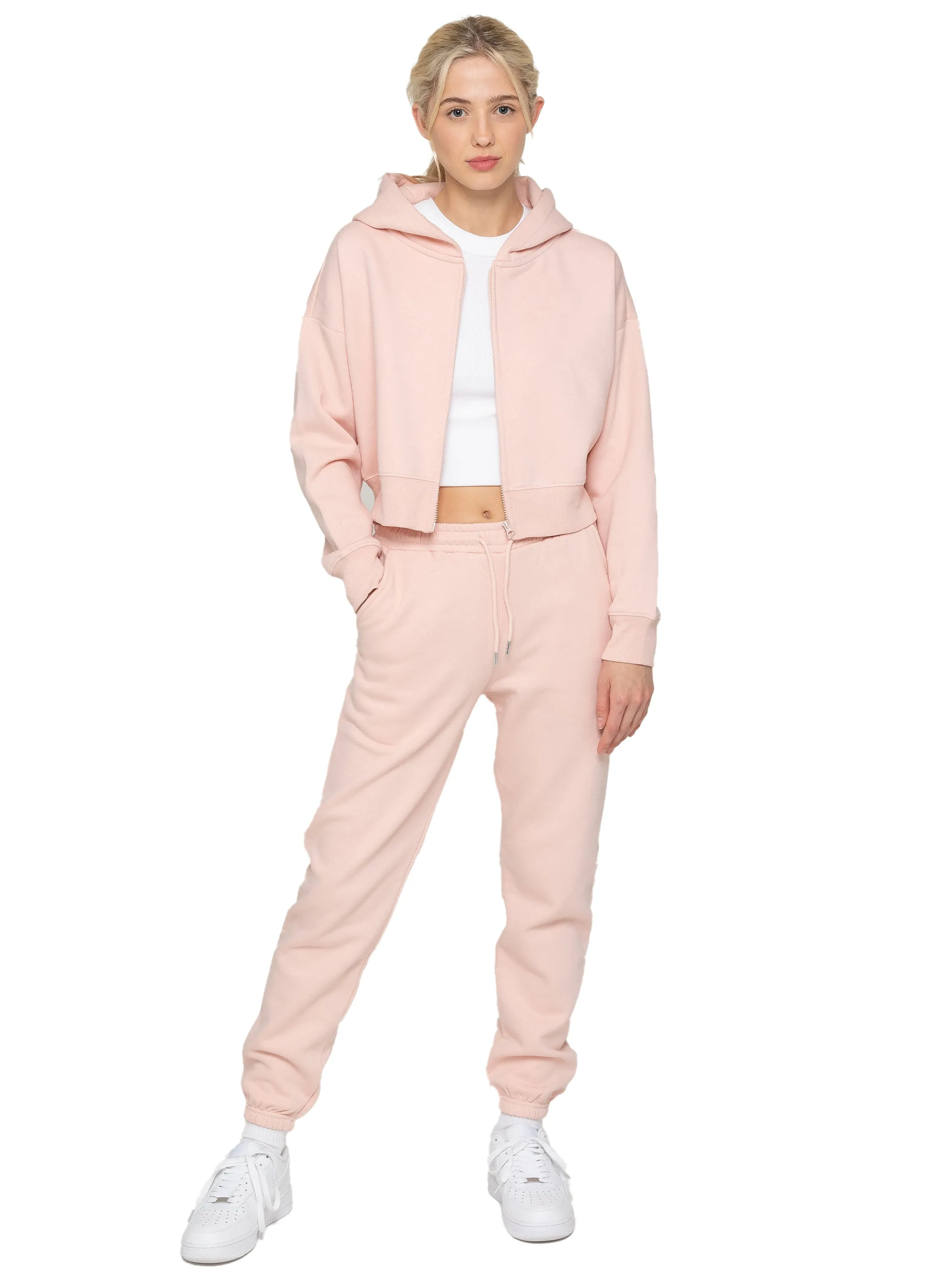 Enzo | Womens Crop Zip Hoodie Tracksuit Set