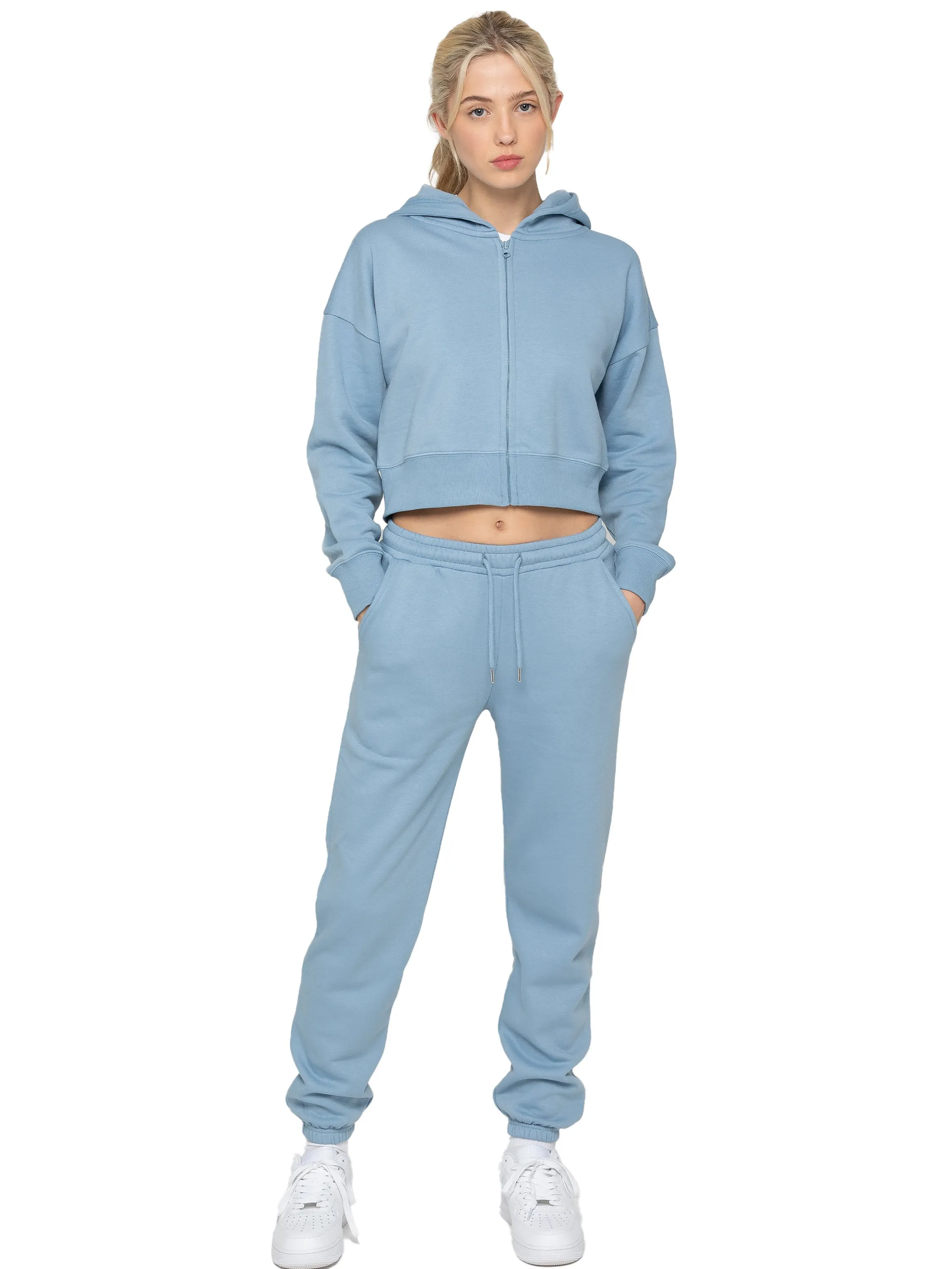 Enzo | Womens Crop Zip Hoodie Tracksuit Set