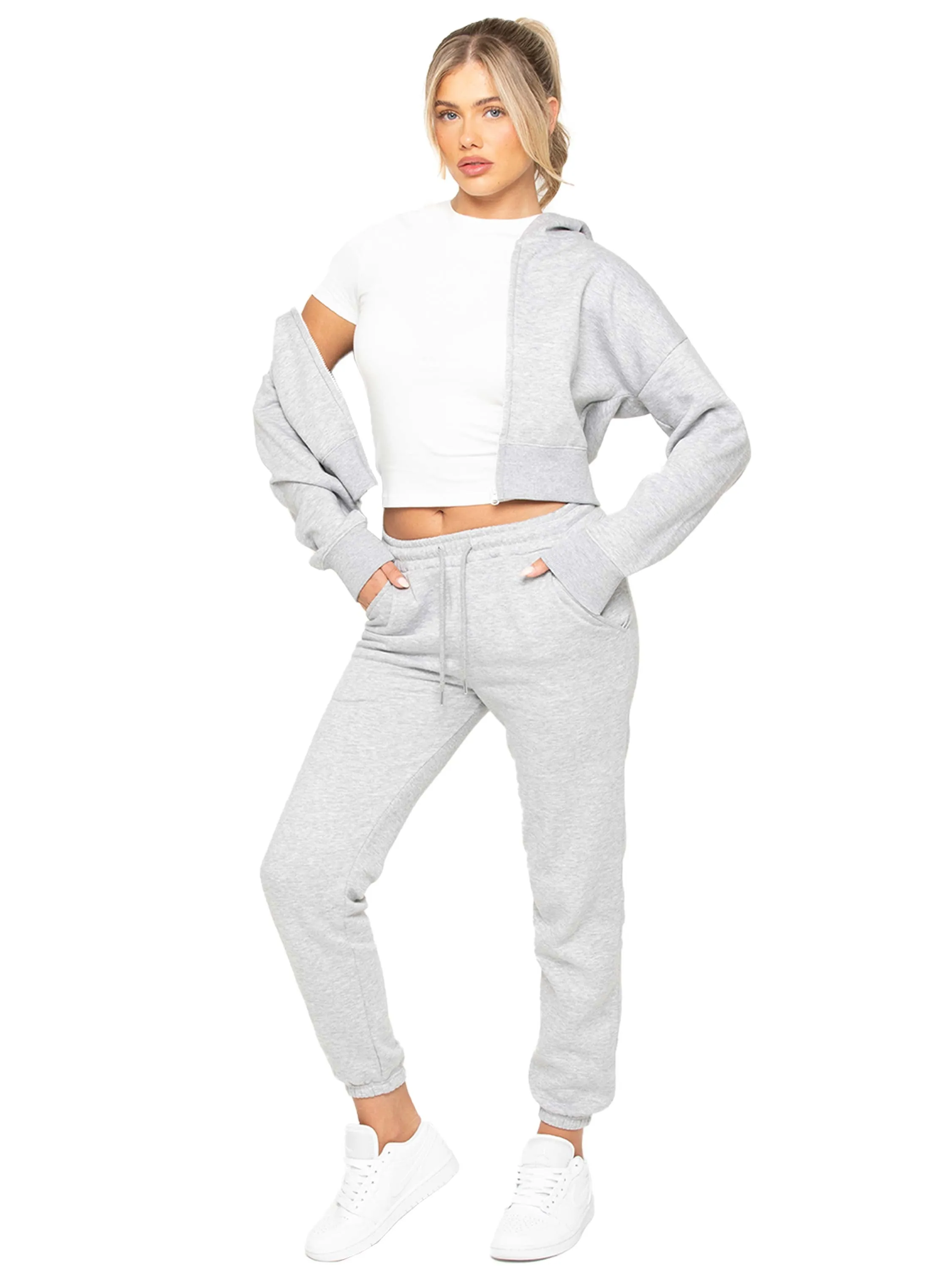 Enzo | Womens Crop Zip Hoodie Tracksuit Set