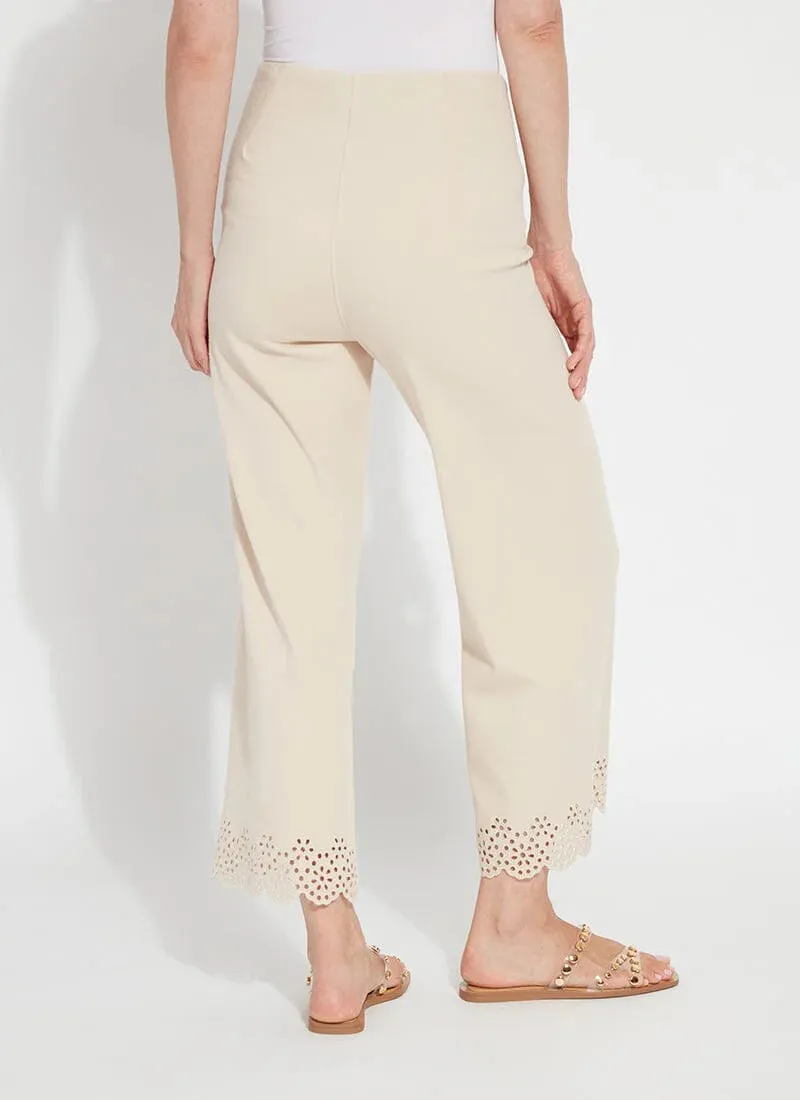 Eyelet Wide Leg Denim, Light Almond, Final Sale