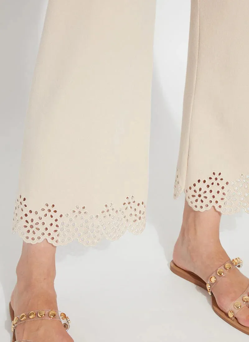 Eyelet Wide Leg Denim, Light Almond, Final Sale