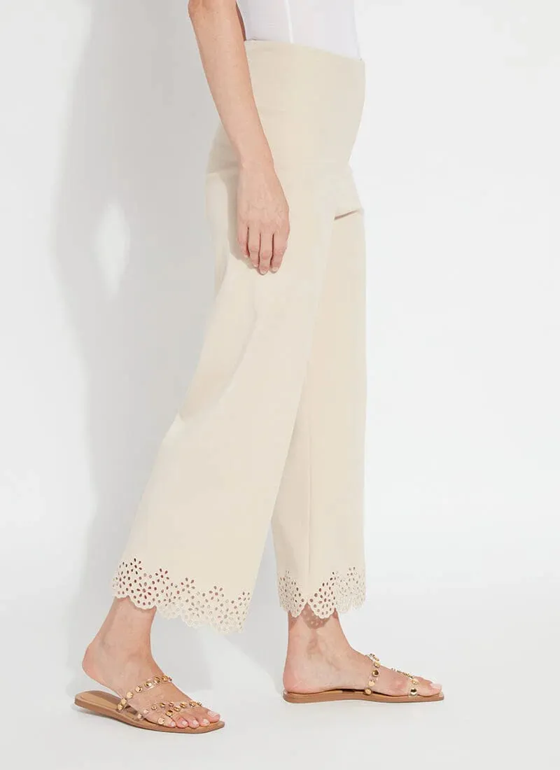 Eyelet Wide Leg Denim, Light Almond, Final Sale