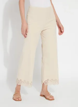 Eyelet Wide Leg Denim, Light Almond, Final Sale