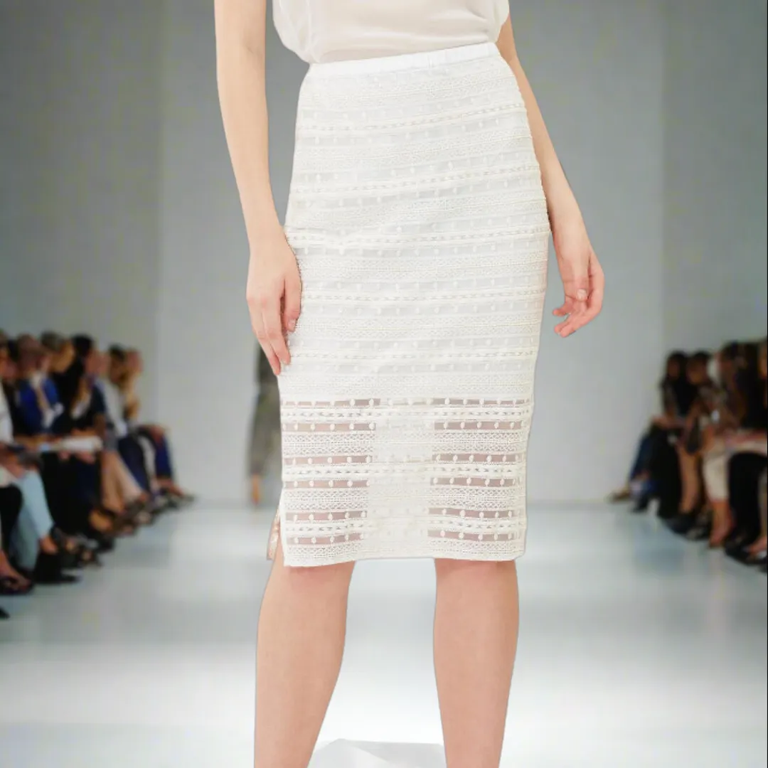 Hand Beaded Lace Pencil Skirt