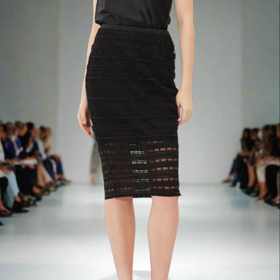 Hand Beaded Lace Pencil Skirt